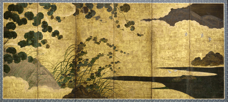 huge japanese gold leaf screen